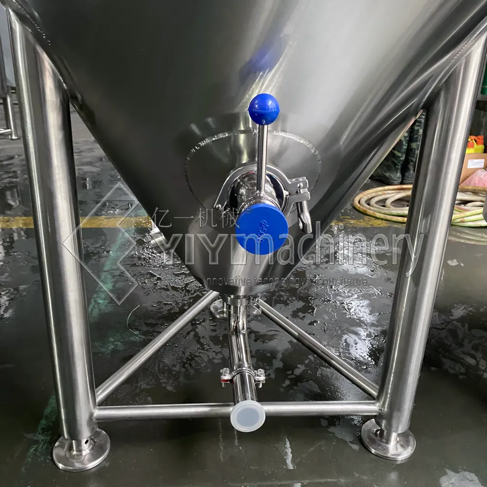 Vertical fermentation tank for brewery layout and utility-planning context