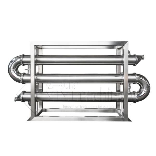 Sanitary shell and tube (multi-pass tube) heat exchanger