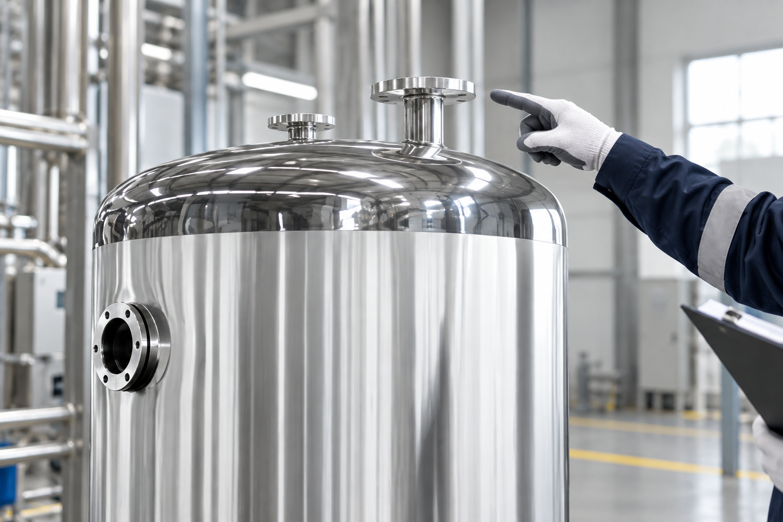 Ulasan sambungan tangki alkohol Bare top flanged necks and upper side nozzle of stainless alcohol receiving tank