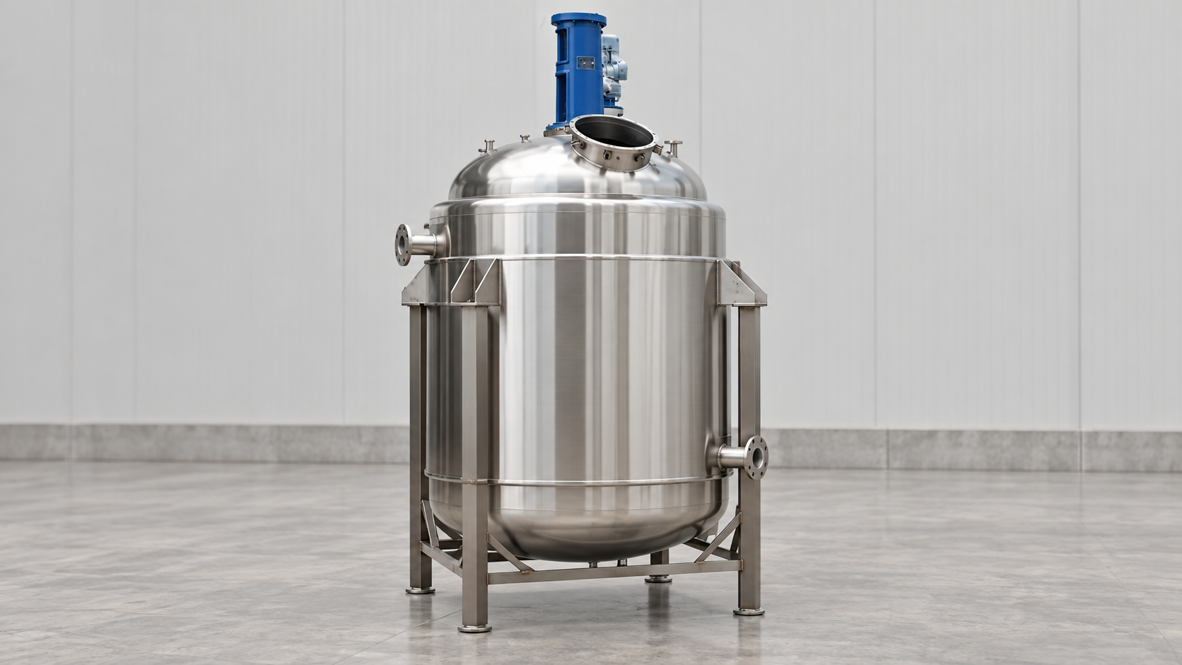 Stainless steel reactor with a smooth conventional external jacket
