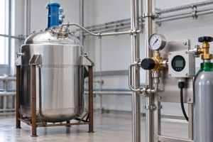 Nitrogen regulator and oxygen monitor connected to the closed chemical reactor