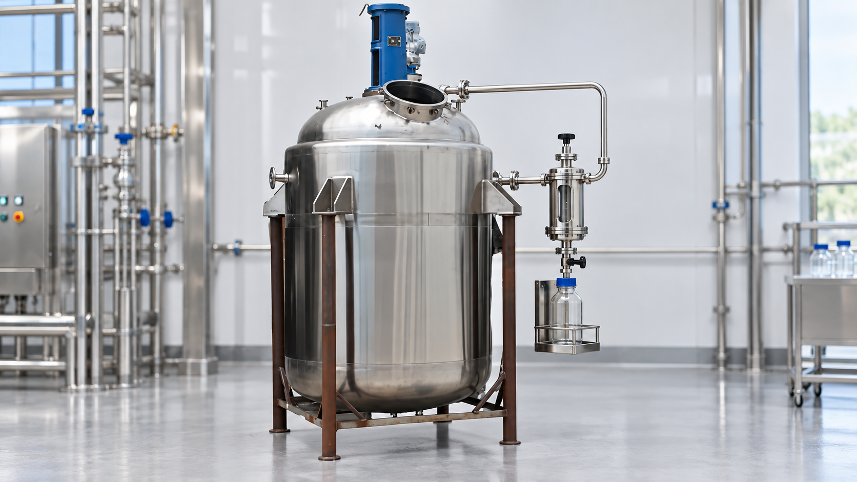 Closed-loop sample chamber beside a stainless steel chemical reactor
