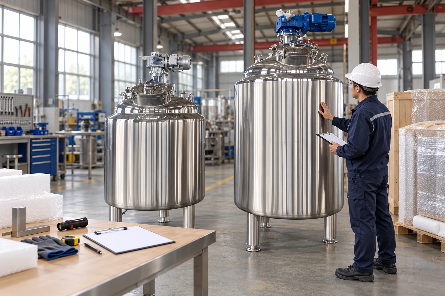 Receiving inspection beside the reference mixing vessels