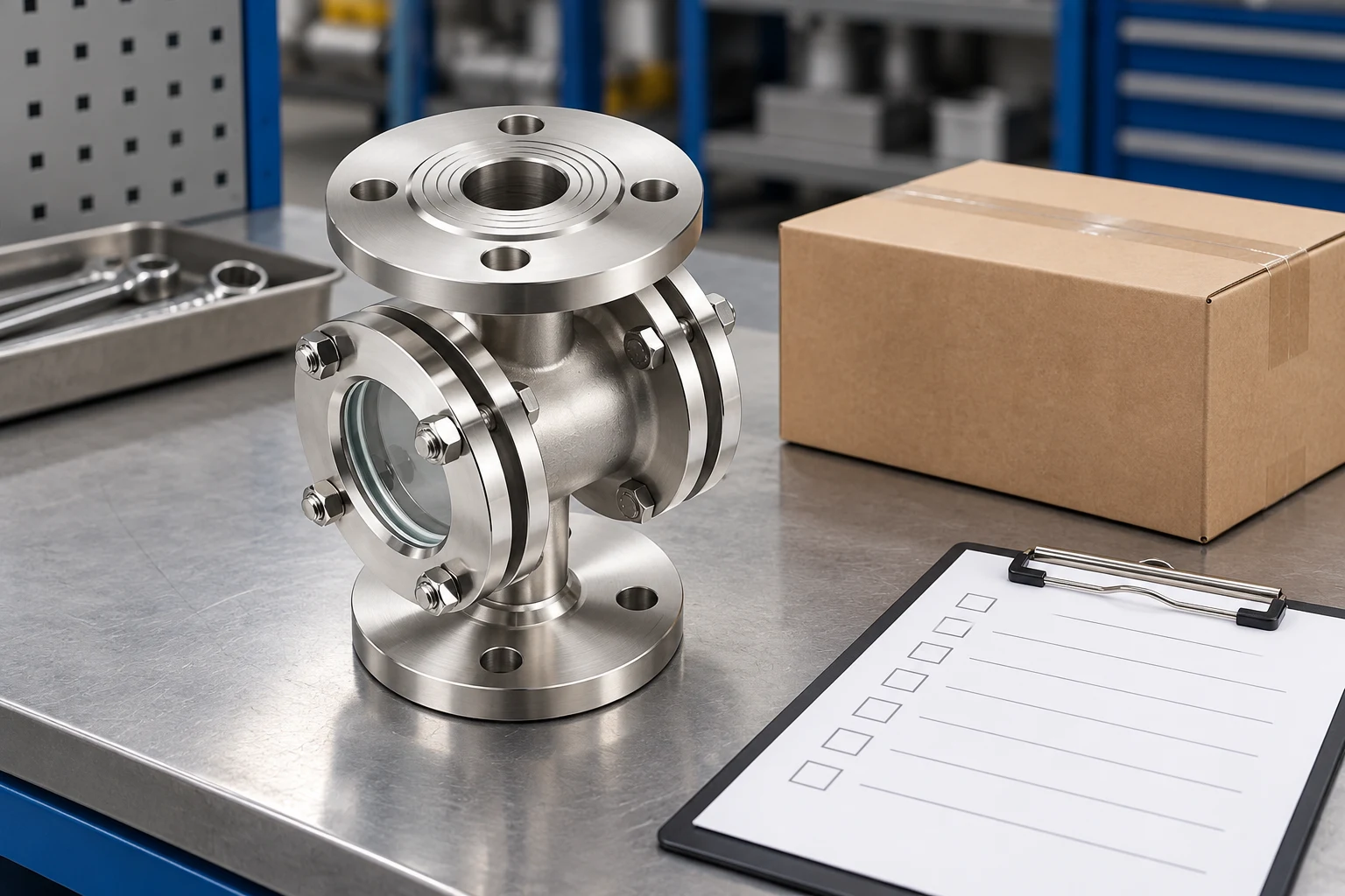 Intact indicator beside sealed spare-parts packaging