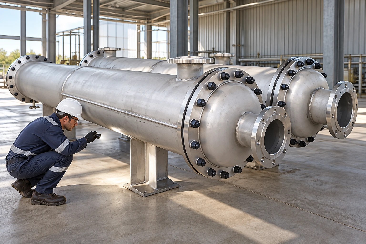 External inspection near exchanger supports during storage