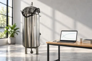 Reference fermenter beside a separate gas-trend review workstation