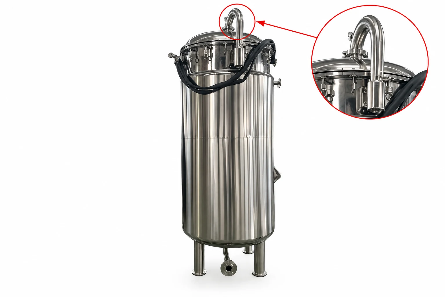 Fermenter with highlighted top connection area