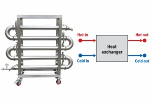Four temperature measurement points for a two-stream heat-exchanger balance