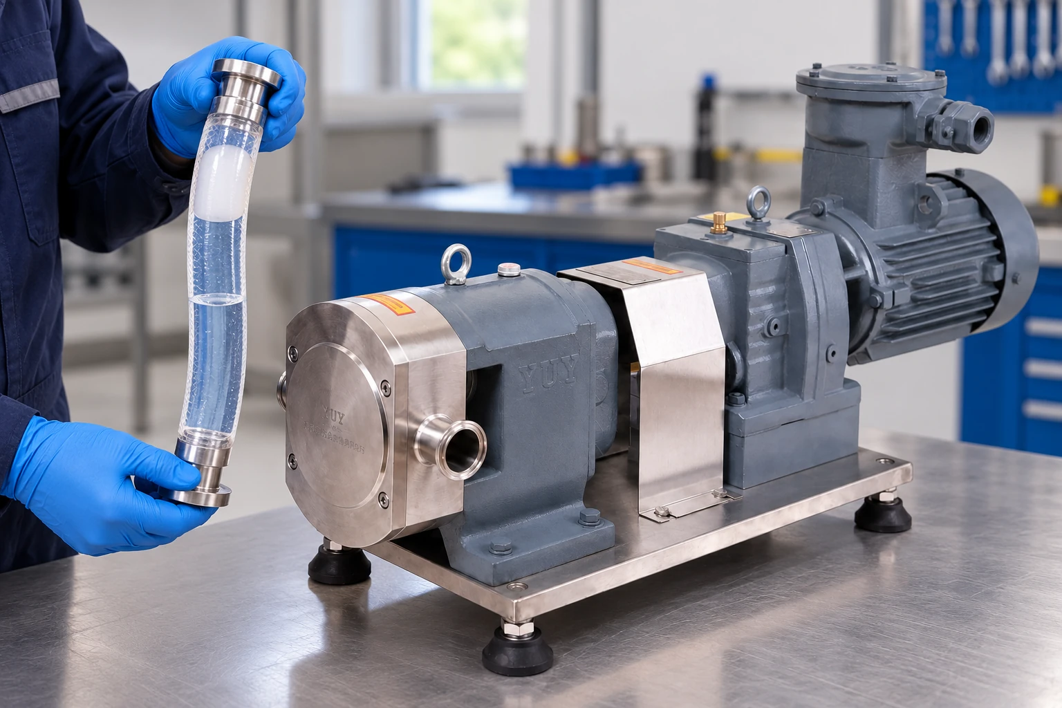 Inspecting liquid presence and air in a transparent feed-line demonstration
