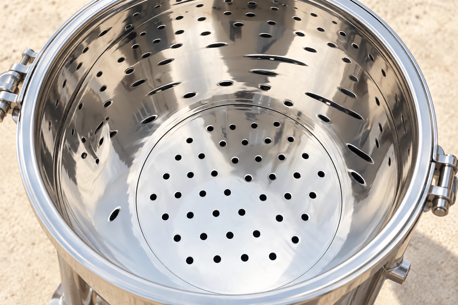 Dry internal filter mounting plate and cylindrical wall