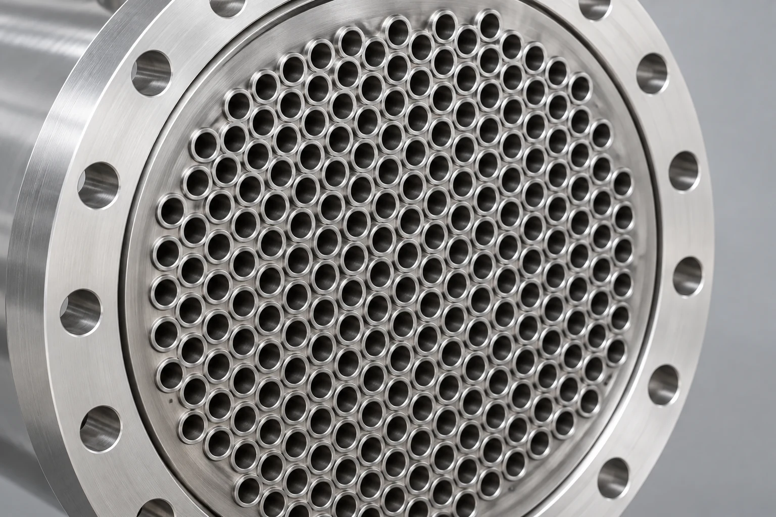 Exposed exchanger tube face and surrounding perimeter flange