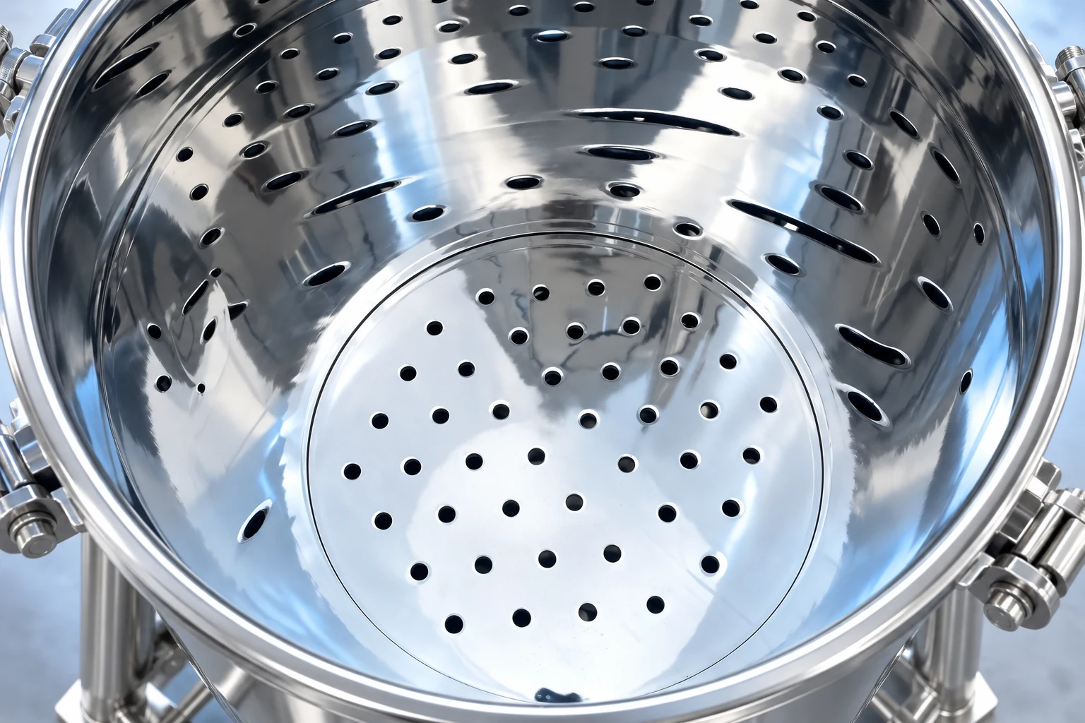 Interior filter mounting plate with silver-blue reflections