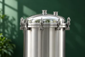 Upper filter closure clamps against a green backdrop