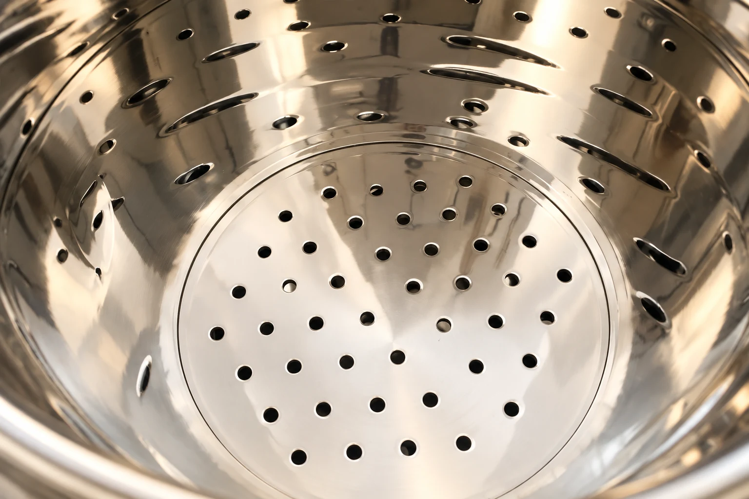 Circular perforated mounting plate inside a filter housing