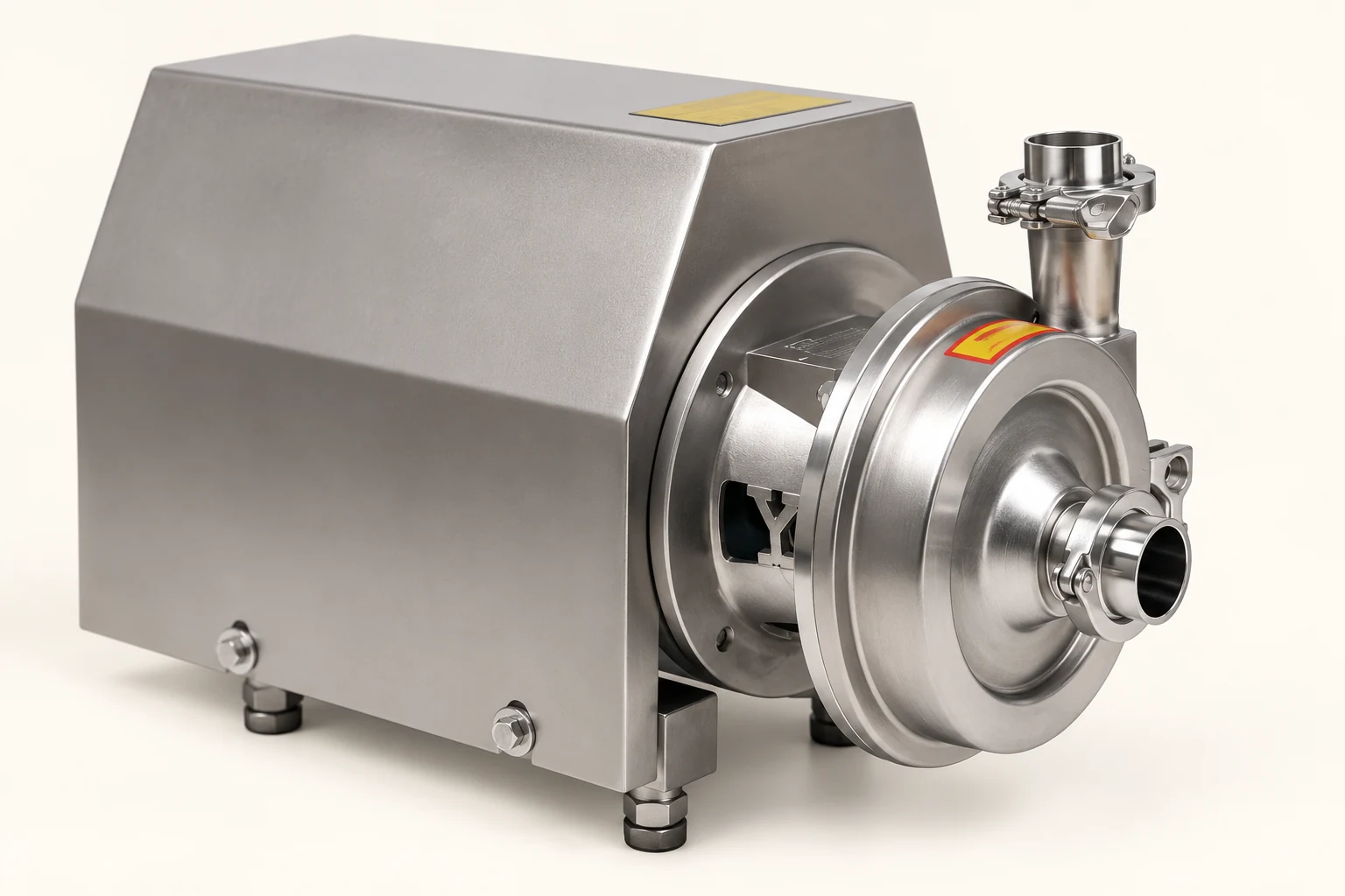 Front connection and circular casing of a CIP return pump