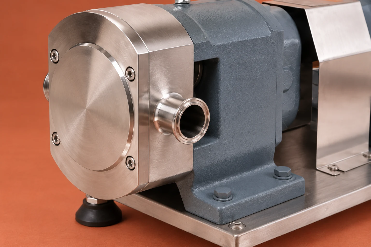 Lobe pump front connection, cover bolts and base