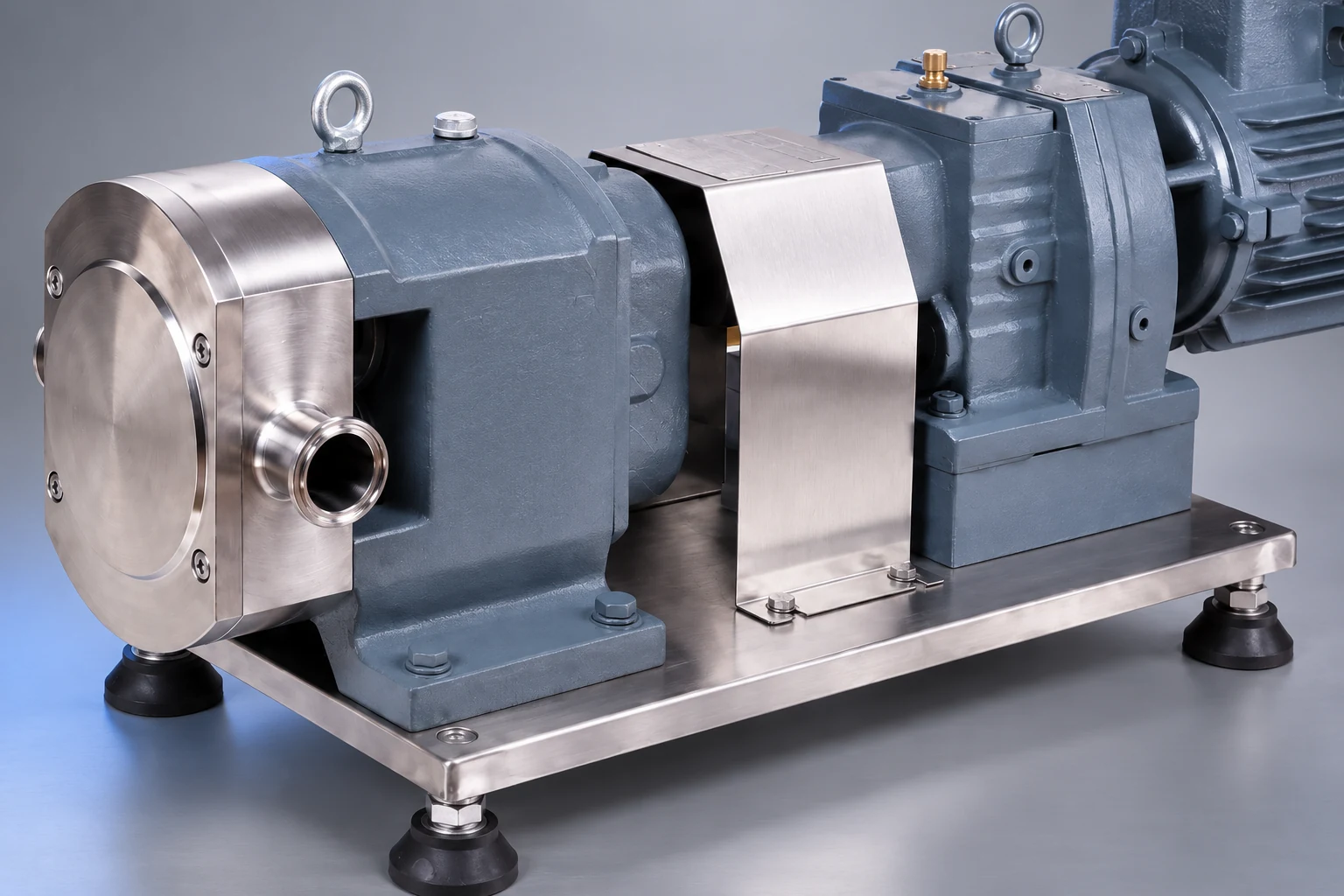 Lobe pump housing, coupling cover and gearbox