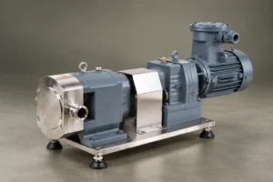 Rotary lobe pump and drive assembly on an olive floor