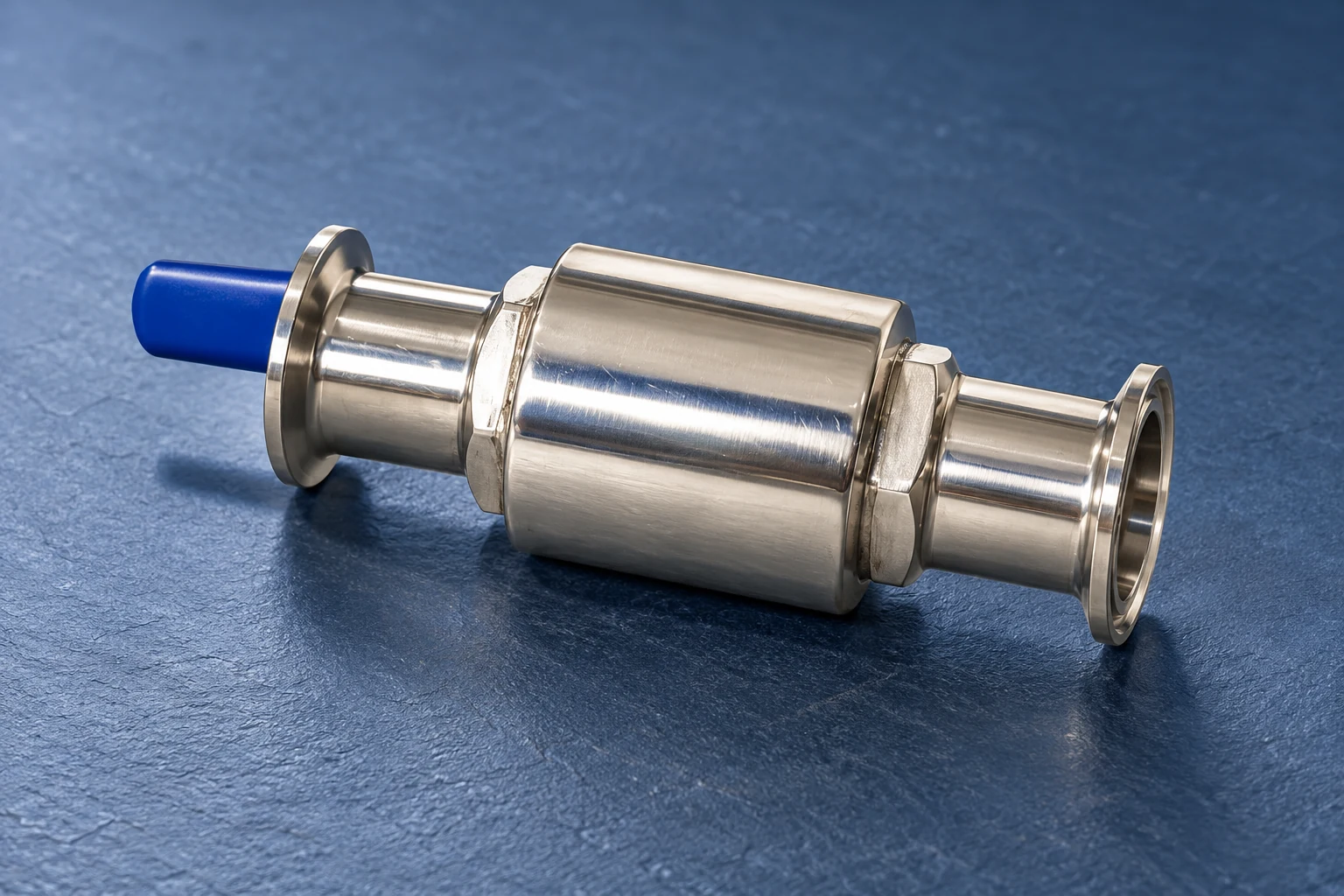 Horizontal stainless ball valve with clamp-ended connections