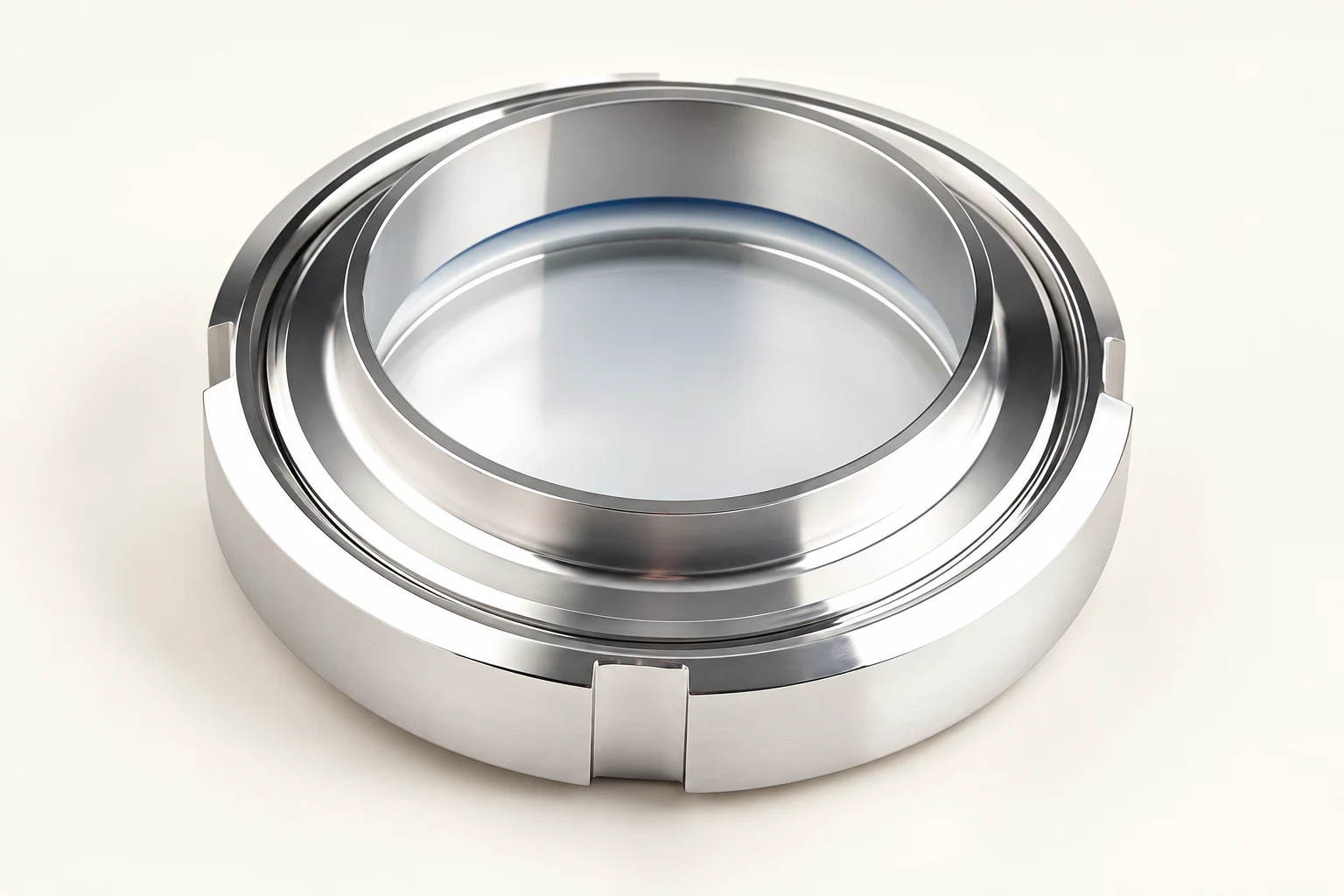 Round clamp-mounted glass viewing window