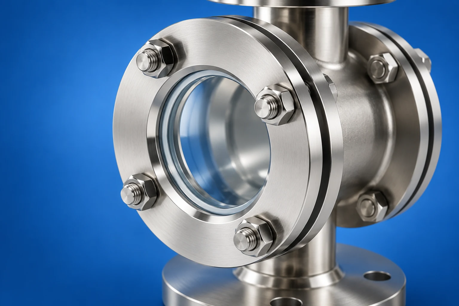 Bolted circular sight-glass window and housing